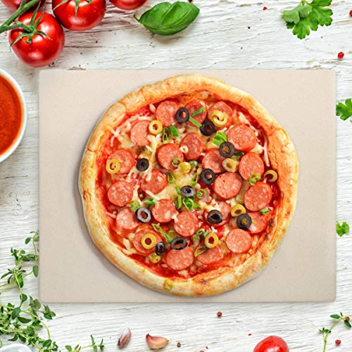 Pizza Stone for Oven and Grill/BBQ Cook, 15"x12" Cordierite Pizza Cooking Stone with Free Pizza Scraper, Resistant Durable and Safe Baking Stone, 15x12 Inch - Thumbnail 4