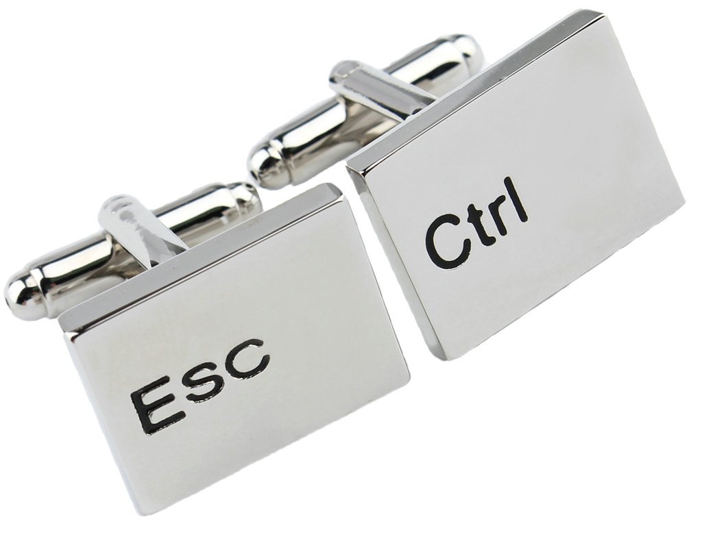 AooazJewelry Stainless Steel Unique Esc Ctrl Design Shirt Cufflinks for Men Silver