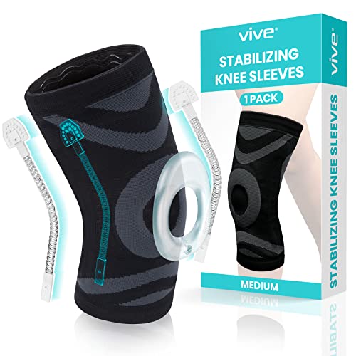 Vive Knee Brace With Side Stabilizers - Compression Sleeve For Pain & Support - Wrap With Patella Gel Pad For Running & Working Out - Cover For Arthritis, Bursitis, Meniscus Tear, MCL, Joint Relief