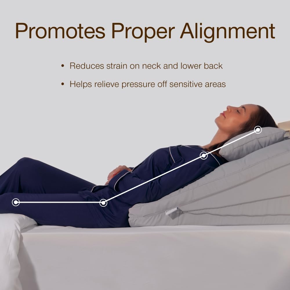 Coop Home Goods Adjustable Wedge Pillow, Ergonomic Memory Foam Pillow for Elevated Leg & Back Support, Pregnancy, Acid Reflux, Sleep Comfort & Recovery, CertiPUR-US & GreenGuard Gold Certified