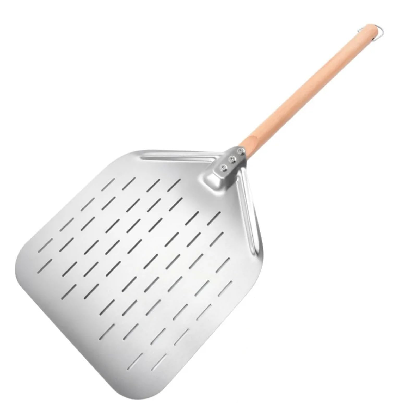 Pala for pizza in acciaio inox da 12 pollici con manico in legno perforato e gancio for appendere, for cucine commerciali domestiche forni