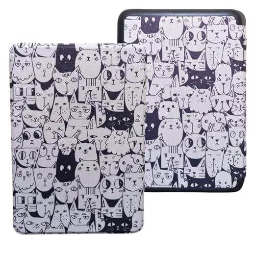 Capa para Modelo do Kindle (11ª Geração - 2022) - Modelo C2V2L3 - Auto Hibernação - Fecho Magnético (Não compatível com Kindle 10ª Geração e Kindle Paperwhite) (Gatos Cartoon)