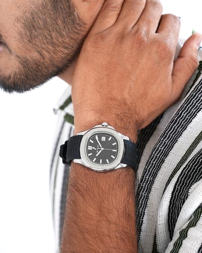 Image of Sylvi Urbanic Men's Analog Watch with Date Display, Silicone Strap, Water Resistant