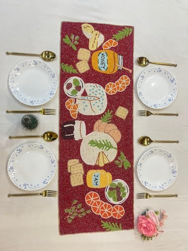 Image of Handmade Multicolour Beaded Dining Table Runner | Decorative Console Runner for Dining Table | Xmas & New Year Special Festive Home Decor | Handcrafted Luxury Table Runner