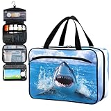 Fustylead Happy Shark Jumping Out of Blue Water Pillen-Organizer, große Medizin-Reise-Tragetasche mit Reißverschluss für Vitaminergänzungen, Fischöl, leeres Erste-Hilfe-Set für Wandern, Camping