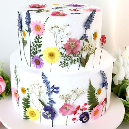 SUPROD Flower Cake Decorations Baby in Bloom Cake Toppers Pressed Flowers for Birthday Bridal Baby Shower Wedding Party Décor