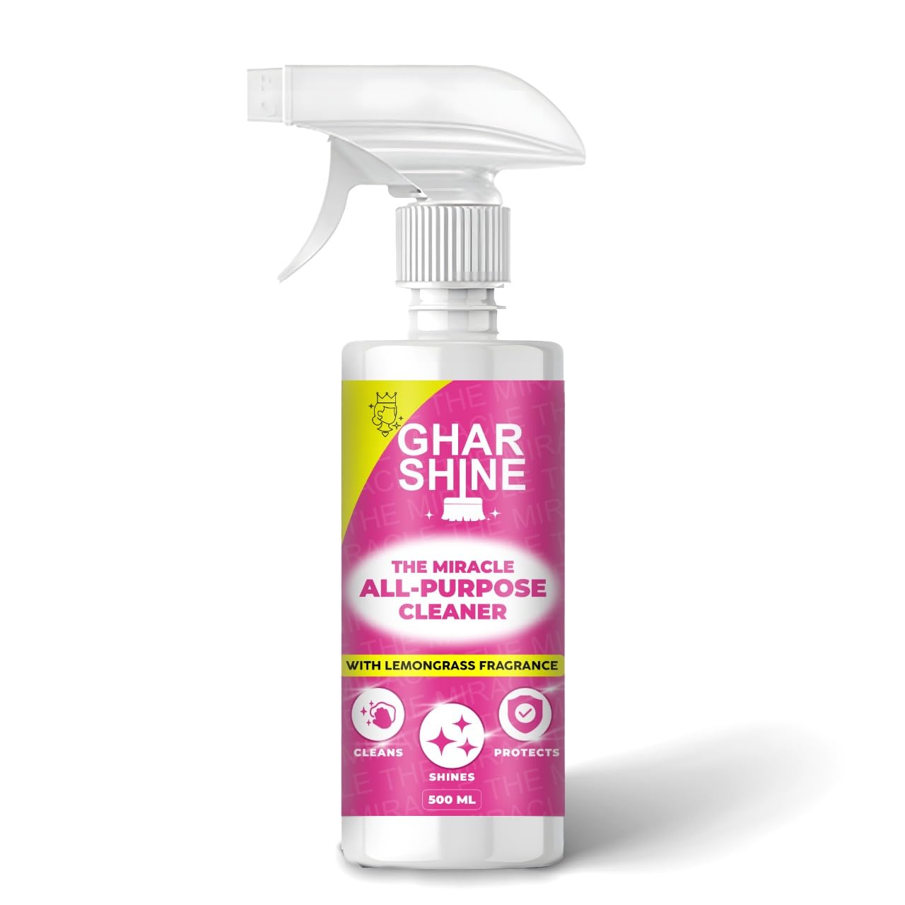 GharShine The Miracle All-Purpose Cleaner Spray 500Ml With Lemongrass Fragrance | Removes Oil, Hard Water & Limescale Stains From Taps, Tiles & Surface |Kitchen Cleaning Spray For Countertop & Chimney
