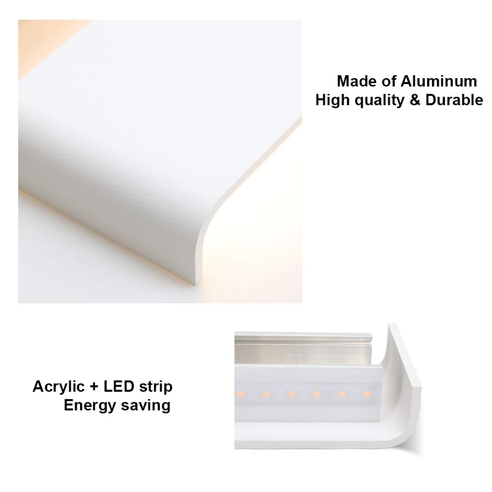 Klighten Lampada da Parete LED Interno 30W, 91cm Applique da Parete Alluminio Moderne, Lampada Muro Up Down per Soggiorno, Camera da Letto, Corridoi, 3000 Lumen, Bianco Caldo 3000K, Bianco