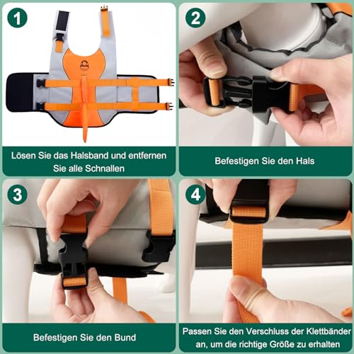 Voarge Hundeschwimmweste für Haie, Hundeschwimmweste mit Griff und Reflektor, Sicherheitsweste für Haustiere (Orange, XS)