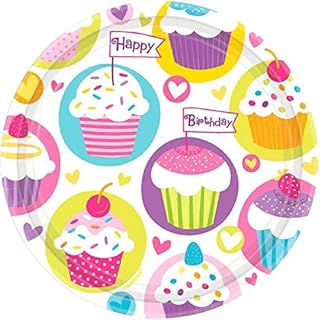 Cupcake Birthday Party Round Plates, 7