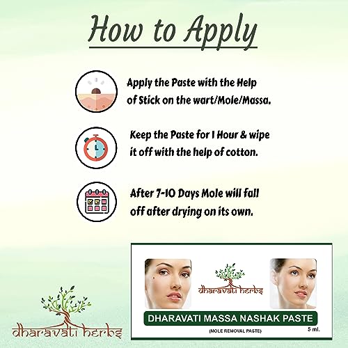 Image of Dharavati Herbs Wart Removal Cream | Ayurvedic Massa Removal Cream | Wart Remover Ointment | Skin Tags | Pack of 5ml