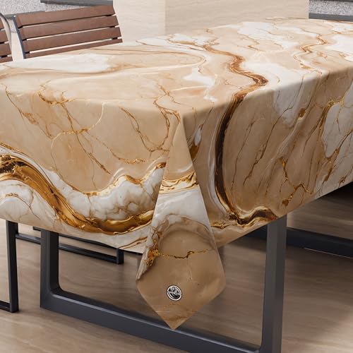 PETTI Artigiani Italiani - Tovaglia Antimacchia Rettangolare Copritavolo Cucina Elegante Effetto Marmo Beige X6 Posti (140x180 cm) 100% Made in Italy PETTI Artigiani Italiani - Tovaglia Antimacchia Rettangolare Copritavolo Cucina Elegante Effetto Marmo Beige X6 Posti (140x180 cm) 100% Made in Italy