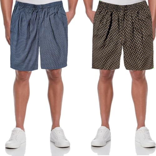 Image of Men's Cotton Shorts Waistband, Zip Fly, 1 Zip Pocket, Back Pockets (Pack of 2)
