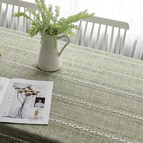 Nappe coton lin sans rides verte, couverture de table rectangulaire chic - 6