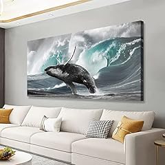 Surging Waves Whale Pictures Canvas Wall Art