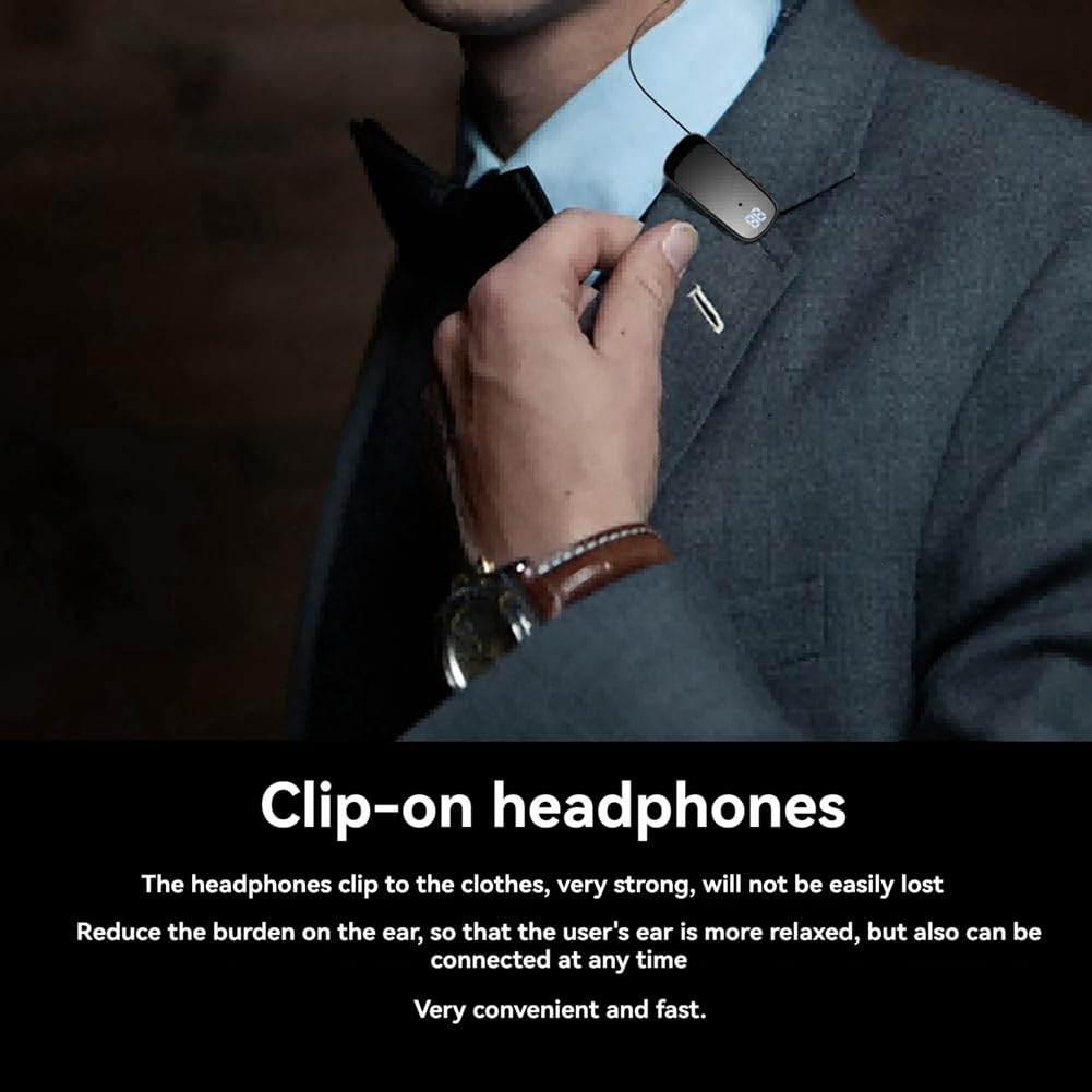 K65 Auricolare Bluetooth Cablato Retrattile con Clip per Cravatta Display Digitale in-Ear Cuffia Monoauricolare Business A Lunga Durata Blue