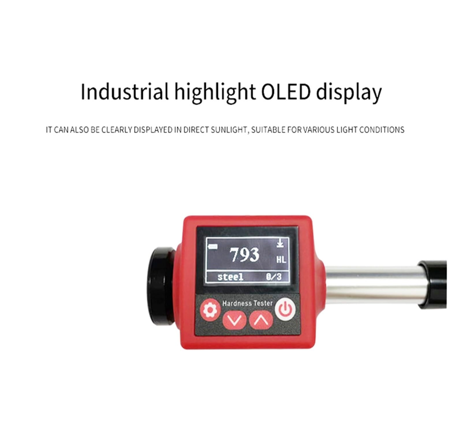 Tester Durezza, Durometro a 360° Tester di durezza del metallo 6 in 1 for acciaio legato Ghisa inossidabile HRC HRB HL HB HV HS Strumenti for tester di durezza del metallo(Metal Hardness-Grey)