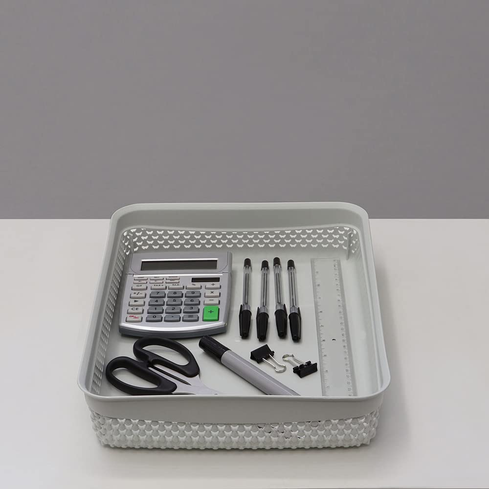 Droplette Design Plastic Storage Tray, 4.7L, 7 x 35 x 26cm approx, Grey, 35 x 26 x 7 cm - Image 4