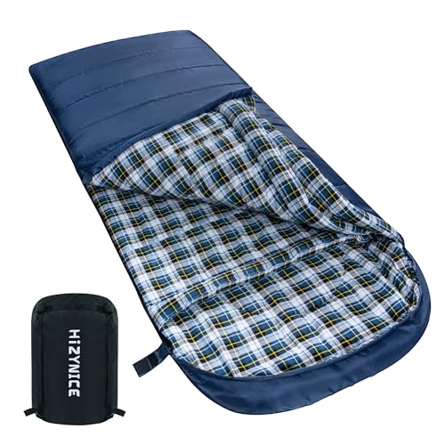 HiZYNICE Sleeping Bags for Adults Cold Weather Zero Degree Extra Large Sleeping Bag Adult Big and Tall Winter Camping XXL,Navy Blue Right Zip,90' x 39'