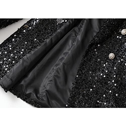 Blazer feminino brilhante de lantejoulas, casaco esportivo com dois botões, smoking elegante para fe