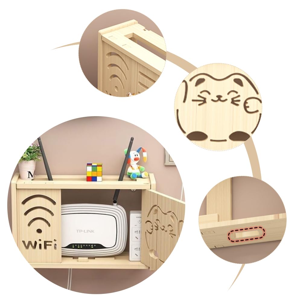 Jueraori Router Schrank Aus Rattan - WiFi Versteck Mit Verstellbaren Regalen