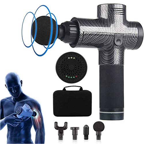 Preisvergleich Produktbild Urisgo Persönliche Handmuskelmassagepistole, Tiefengewebemassagegerät, leistungsstarke kabellose Percussion-Massagepistole, tragbares Massagegerät mit 4 Massageköpfen, mit Quiet Glide-Technologie