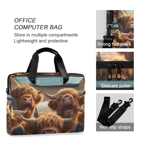 Maletín para portátil con estampado Highland Cow 13-15.6" miniatura 5