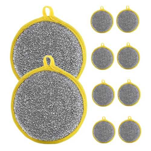 FUNOMOCYA 10-Pack Round Kitchen Sponges Double Sided Dishwasher Scrub Sponge High Efficiency for Countertops Stoves