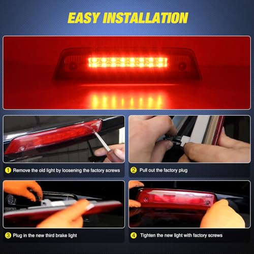 Image of Nilight Third Brake Light Tail High Mount 3rd Stop Lights Smoked Lens Compatible with Dodge Journey 2010 2011 2012 2013 2014 2015 2016 Van SUV Rear Center Cab Lamp