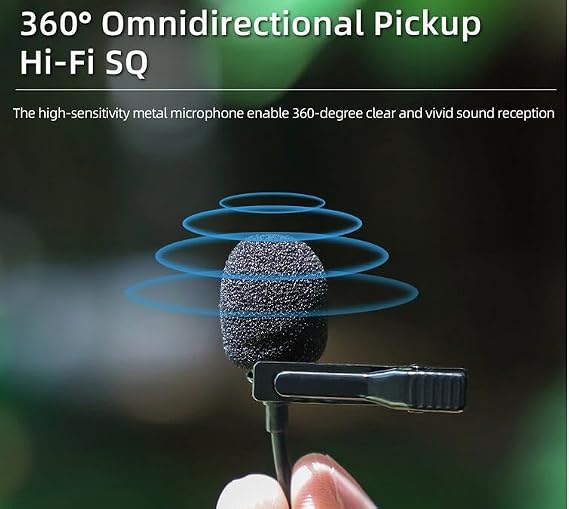Coyktonty Adapter/Type-C Lavalier Microphone for Insta360 X5/X4/ONE X3/ONE X2/Osmo Pocket 3/Osmo Action 5 Pro/4 3 2, 2M Length for Video Recording and Audio Recording