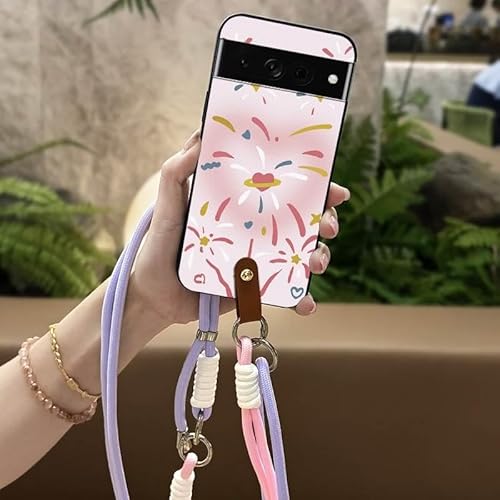 Phone Case Compatible with Google Pixel7 Pro, Cartoon Waterproof Crossbody Durable Anti-dust Full wrap Design Lanyard TPU Neckla