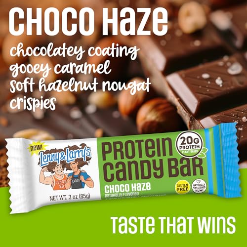 Image of Lenny & Larry's High Protein Bar - Choco Hazelnut Vegan Protein Bars - 20g Plant-Based Protein, High Fiber Dessert - Gluten-Free Snack - Larger Bar Size (12 x 85g)