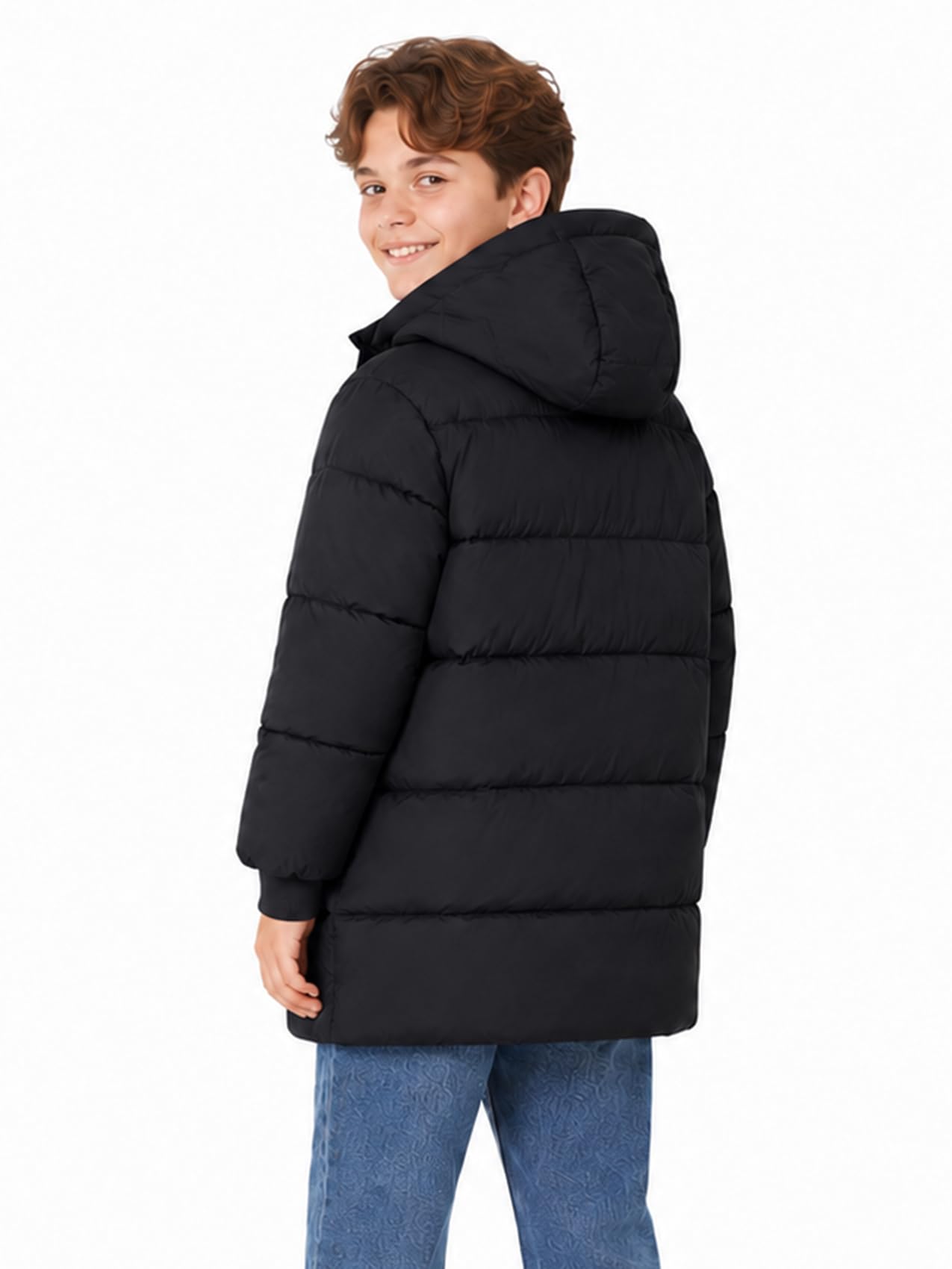 SEAUR Piumino per bambini, con cappuccio, con cerniera, imbottito, invernale, per ragazze e ragazzi, caldo | Cappotto foderato in pile caldo trapuntato lungo bambini giacca trapuntata