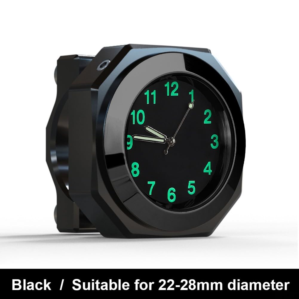 Horloge de guidon de moto, étanche, pour guidon de moto, montre de vélo, convient pour les motos (noir)