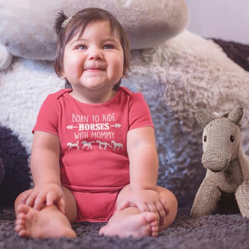 Born to Ride Horses with Mommy, Short Sleeve Horse Bodysuit, Baby Boy or Girl - Equestrian Pony Onesie Gift3
