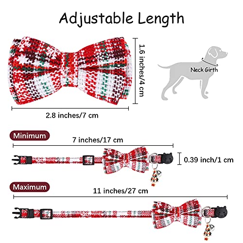 Pedgot 4 Pack Cat Collars With 4 Pendants Christmas Cat Bow Tie Collar Plaid Collar Christmas Snowflake Pet Collars Small Dog Collars Adjustable Pet Collars With Bow Tie And Bells #TOP1