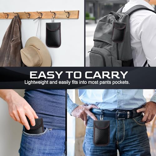 Image of 1 Pack Carbon Fiber Faraday Bag for Car Keys, RFID Signal Blocking Faraday Pouch, Mini Faraday Cage Anti-Theft Car Key Pouch Prevents Relay Attacks