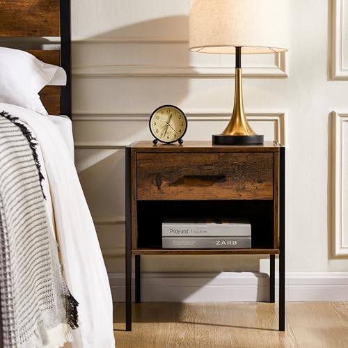 Vida Designs Brooklyn Table de Chevet, Bois Foncé, 1 Drawer