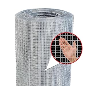 Hardware Cloth,1/2inch 48inx100ft 19 Gauge,Double-Layer Hot-Dip Galvanizing After Welding,Chicken Wire Fence Wire Mesh Fence Poultry Netting Garden Fence Tree Guard Rolls Chicken Coop Accessories
