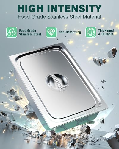 image for WantJoin Steam Table Hotel Pans with Lid 1/2 Half Size 4 Inch Deep 3 P