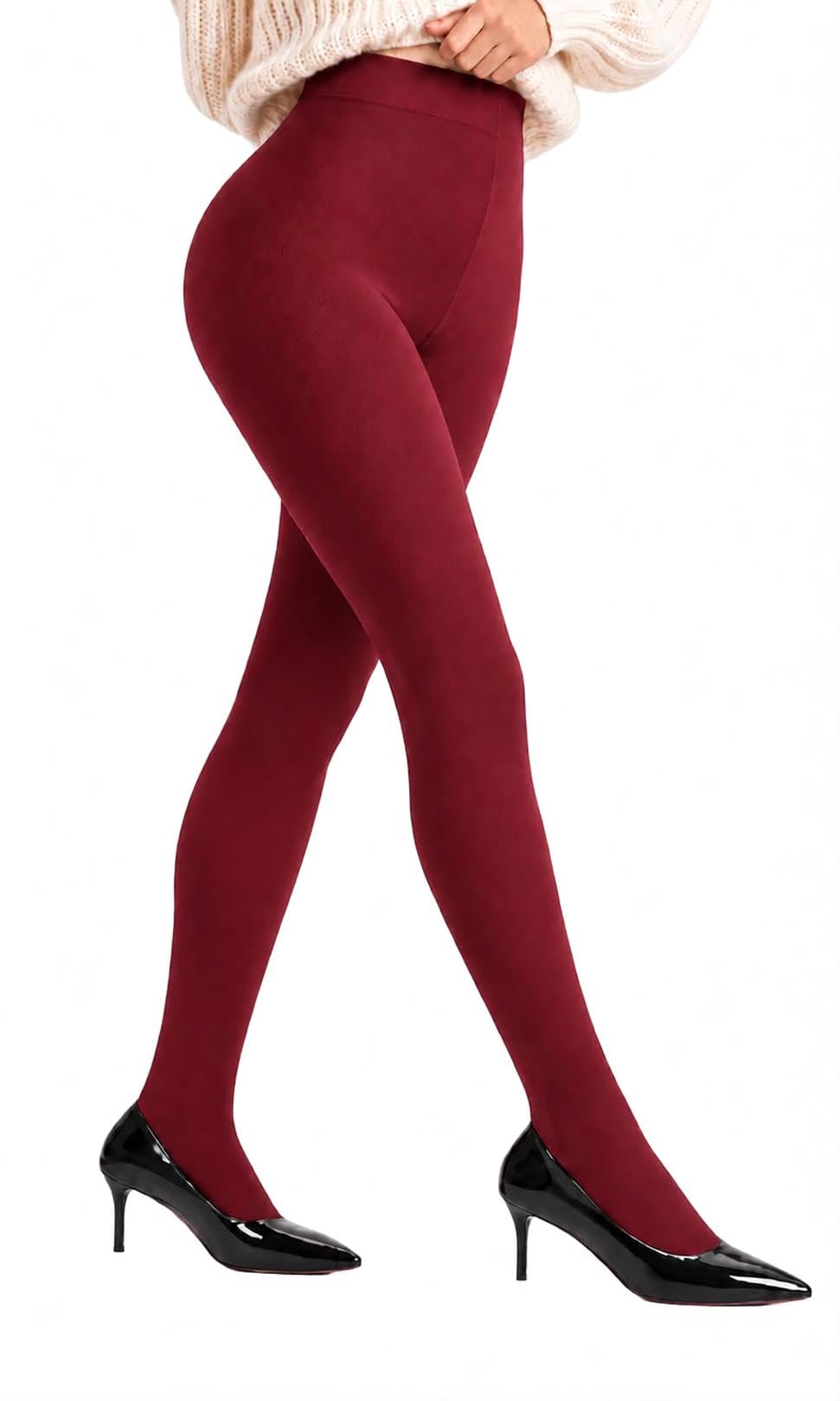 DancMolly Opaque Fleece Lined Tights for Women, High Waist Warm Winter Thermal Control Top Pantyhose
