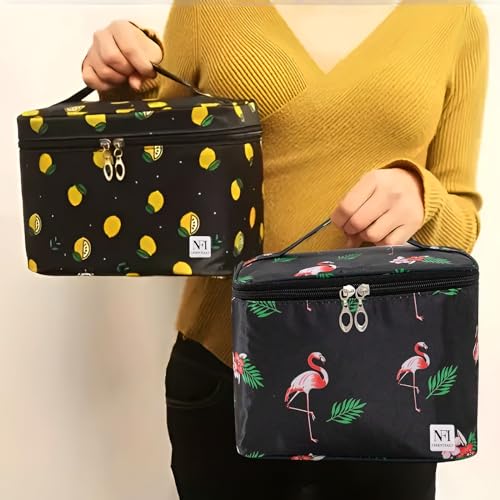 Image of NFI essentials Printed Cosmetic Organizer Bag, Makeup Bag for Women Toiletry Bag Makeup Organizer Make up Kit Travel Pouch Vanity Bag Pouch for Girls