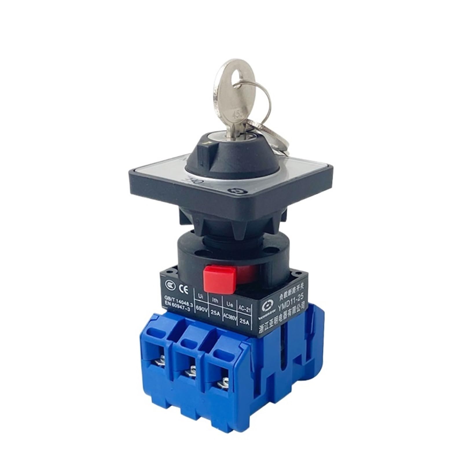 YWZVBSDCS YMD11-25YS3/3 Load Circuit Breaker Universal Master Control Key With Lock Rotation Power Off Cam Isolator Switch LW30-32A / 25A(3P,32A)