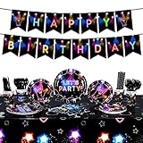 FZR Legend Party Supplies Glow In The Dark Party Decorations Serves 16, 130 PCS Neon Birthday Party...