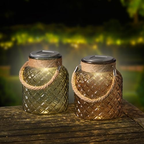 Farol solar de cristal Lumineo con juego de luces e interruptor para iluminar el jardín con estilo 6