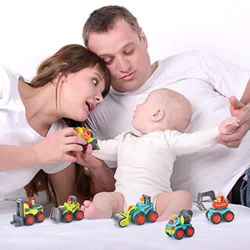 6-teiliges Baufahrzeug-Set – Bulldozer, Zementmischer, Kipper, Gabelstapler, Bagger und Straßenwalze für Ihren kleinen Bauunternehmer – Schiebespielzeug für Kleinkinder ab 18 Monaten