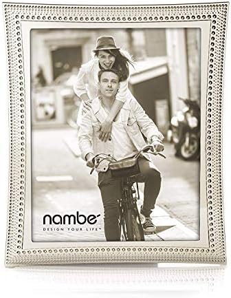 nambe Beaded Picture Frame, 8" x 10" | Photo Frame with Tempered Glass | Vintage and Contemporary Design | Tabletop Display Family, Friends, Wedding Gift, Home Office Décor | Silver Plate and Glass