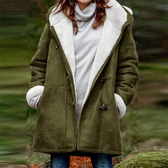 Winter Coats for Women Trendy Plus Size Warm Sherpa Fleece Lined Jackets Suede Hooded Parka Peacoats Outerwear3