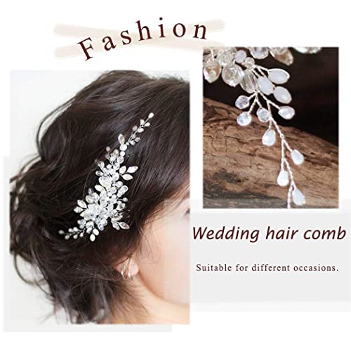 Latious Silver Bride Wedding Hair Comb Crystal Bridal Side Comb Pearl Hair Piece Rhinestone Hair Accessories For Women And Girls #TOP5