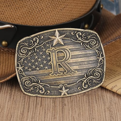 Image of Western Belt Buckle for Men Women Initial Letter A to Z Cowboy Belt Buckle Texas Buckle hebillas vaqueras para hombre
